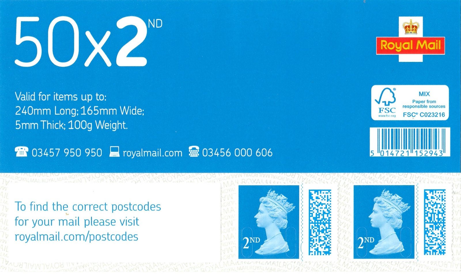 2nd Class Machin Datamatrix Barcoded Stamp 23.03.21